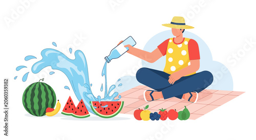 Summer Picnic Hydration with Fresh Fruits and Water