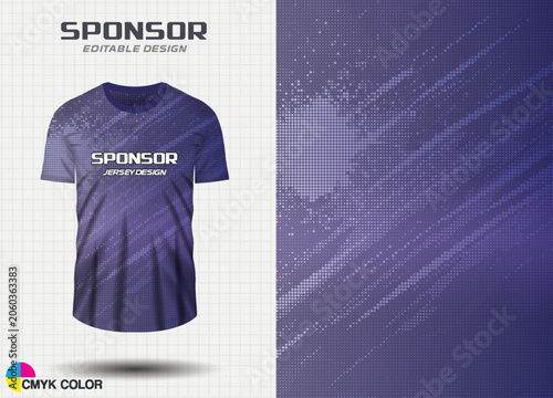 Blue halftone sports jersey mockup with diagonal pattern design