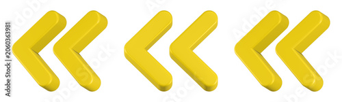 double left arrow icon 3d render