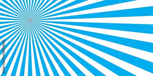 Εκτύπωση καμβά Blue and White Sunburst Radial Background With Retro Burst Rays and Central Foca