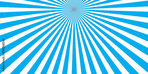 Φωτογραφία Blue and White Sunburst Radial Background With Retro Burst Rays and Central Foca