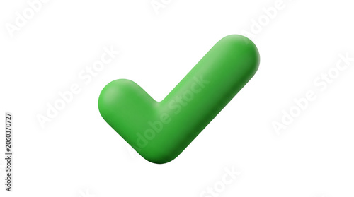 3D green clay checkmark tick mark icon UI element