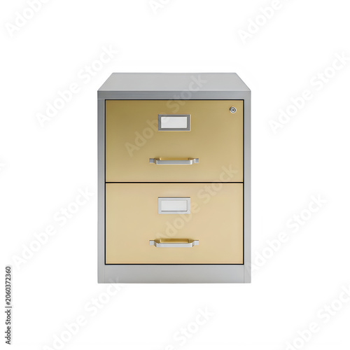 Modern wooden filing cabinet with two drawers