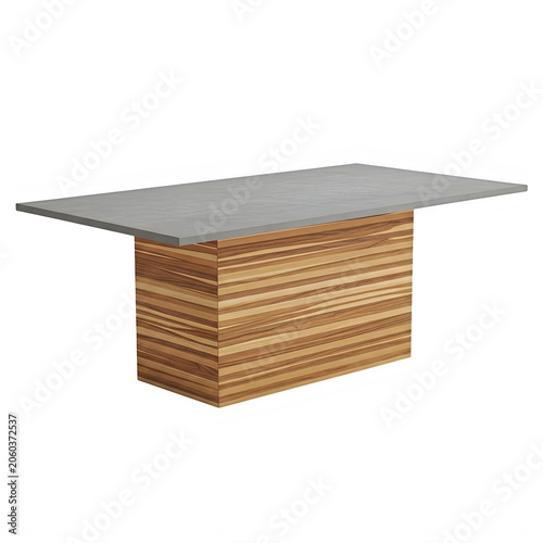 Modern wooden table with metal top and legs
