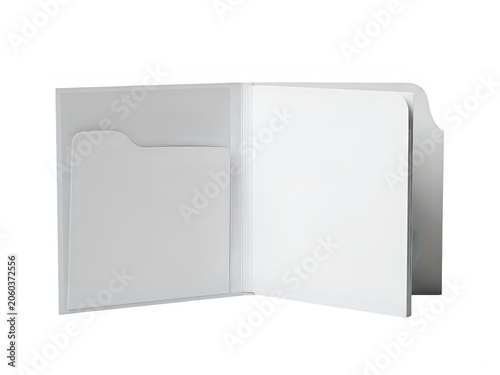 Open blank white notebook with pages spread