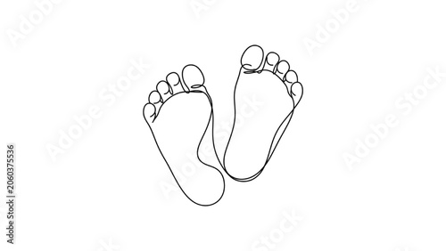 Baby Footprints Continuous One Line Drawing Newborn Feet Minimalist Vector Illustration