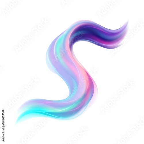 Colorful iridescent wavy ribbon flowing curves design element isolated on transparent background transparent background