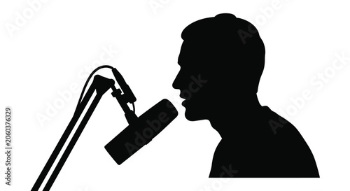 Foto Microphone and speaker silhouette against a white background