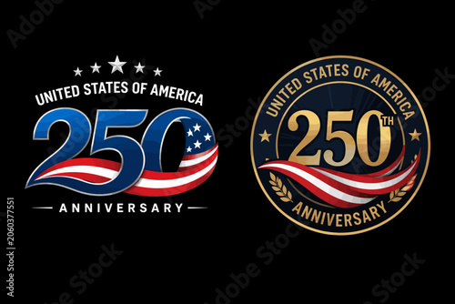 United states of america 250th anniversary with stars and stripes