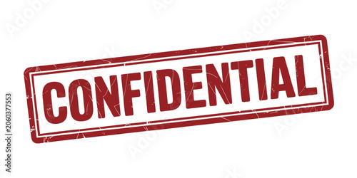 Red neon confidential stamp symbol glowing text against dark backdrop isolated on transparent background for security and classified design concepts.