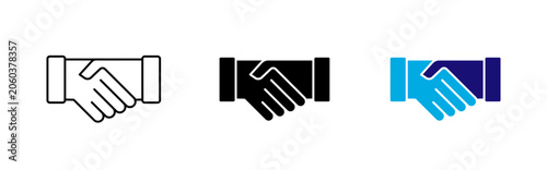 Fotografía Business Handshake People Icon Set, Agreement and Partnership Symbols Vector