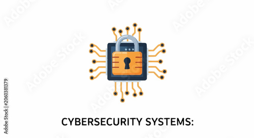 Digital padlock icon on a computer chip, representing cybersecurity and data protection.