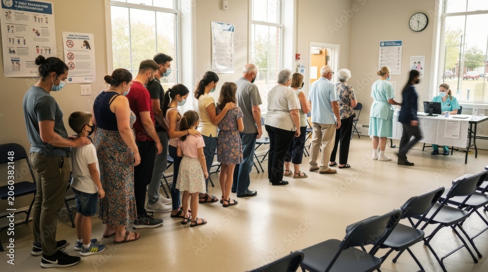 Obraz premium Diverse Group of People Standing in a Line Indoors