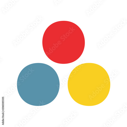 Three colored circles in triangular arrangement