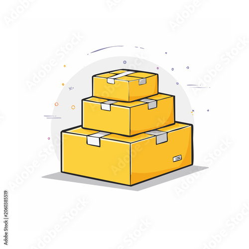 Stacked Cardboard Boxes Flat Design Illustration