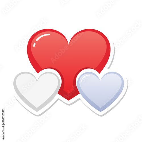 Three overlapping hearts in red, white, and blue