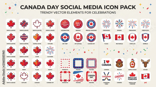 Fotografie Canada day social media icons for celebrations