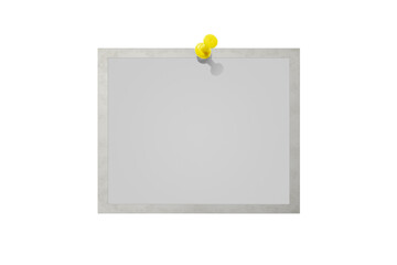 Photo card attached with a push pin isolated on a transparent background.