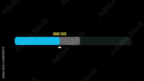 Progress bar interface showing time measurement and data loading on black background