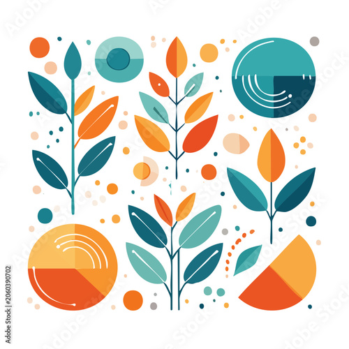 Autumn leaves and gears flat design vector