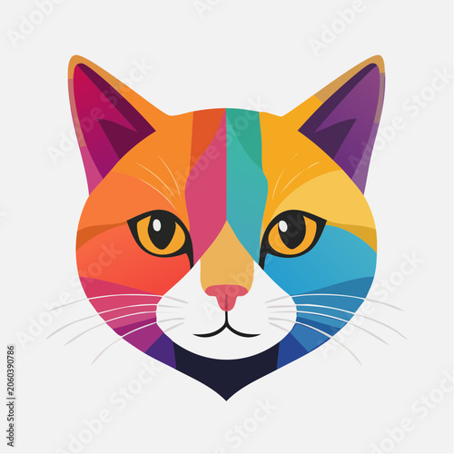 Colorful Abstract Cat Face Illustration