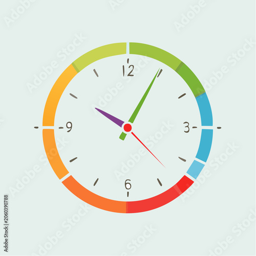 Colorful Clock Face with Time Indicator