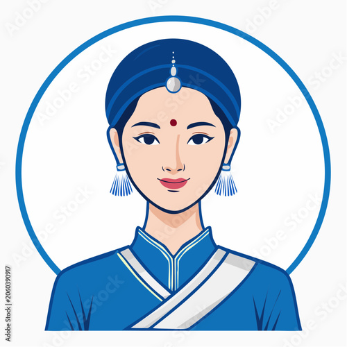 Illustration of a Woman in Traditional Indian Attire