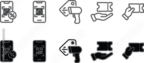 Tablou pe pânză Mobile payment and ticketing icons