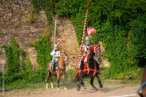 Bild auf Leinwand Joute médiévale à cheval au château de Duras
