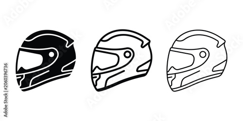 Motorcycle helmet icon silhouette vector outline and line art