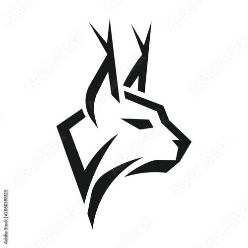 Minimalist Lynx Head Logo Vector with Creative Geometric Origami Wild Cat Silhouette