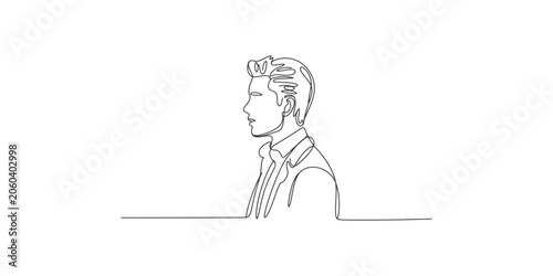 Fotografie A minimalist line drawing of a man in a suit and tie facing left