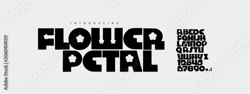 Flower Petal: A Y2K bubble font. Retro 2000s flower display typeface with pop culture cutout shapes for streetwear branding.