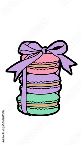 Stacked Macarons With Ribbon Bow