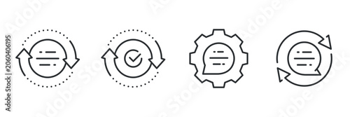 Set of simple line icons for process, communication, and synchronization concepts
