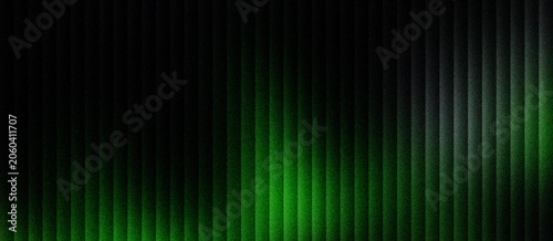 Fotografie Abstract green vertical lines on black background, dark neon glow with linear motion blur effect, futuristic digital technology stripes, modern geometric pattern for cinematic web banners