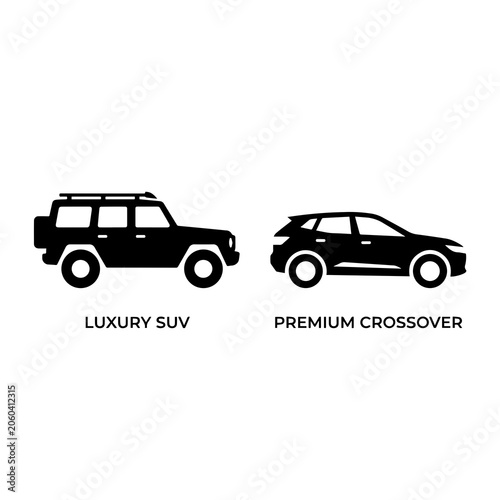 Fotografie Luxury suv and premium crossover car silhouettes with crossover, automobile