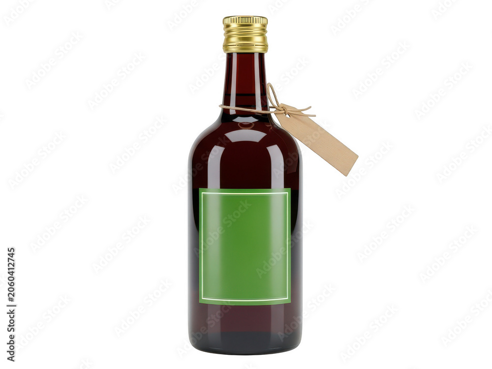 Obraz premium Wine bottle with green label and golden crown