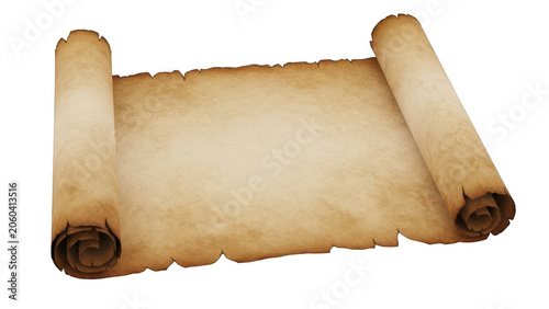 Old parchment paper scroll with brown edges