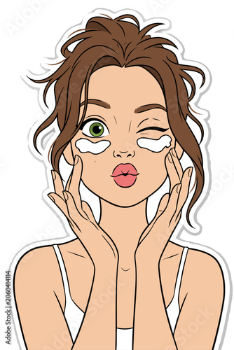 Winking Woman With Eye Cream