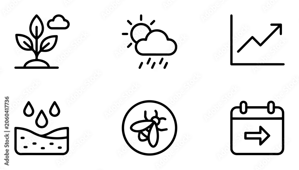 Fototapeta premium 6 Eco Friendly icons, minimal solid styles, UI and web interface design