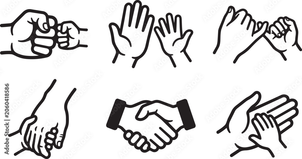 Fototapeta premium Hand Gesture and Partnership Icons Set