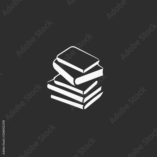 Stacked books vector illustration on black background for education concept