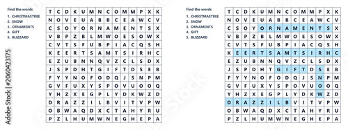 Tableau sur toile Word search  puzzle featuring highlighted words in grid layout