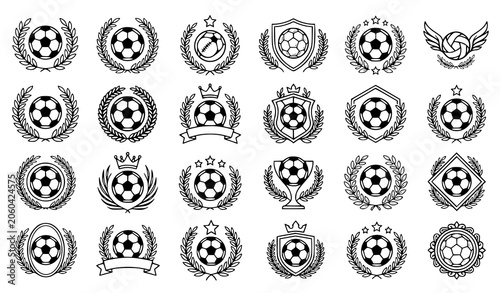 Εκτύπωση καμβά Collection of vintage soccer crests and emblems with laurel wreaths and sporting