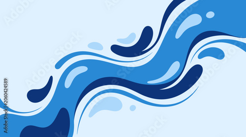 Abstract fluid blue wave flowing liquid shape with abstract, background