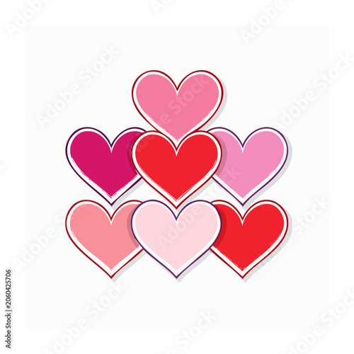 Cluster of Colorful Hearts Illustration
