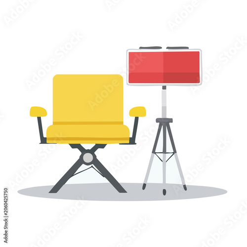 Director Chair and Clapperboard Flat Design Illustration