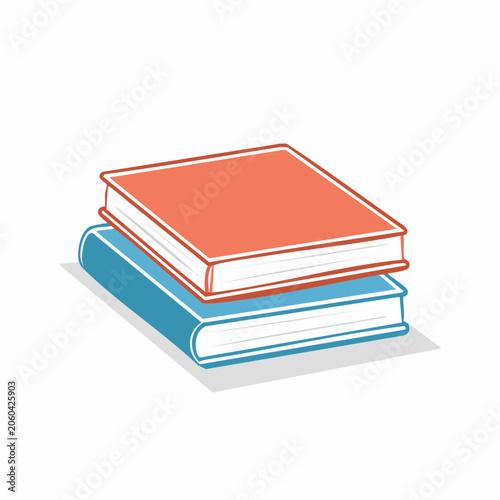 Stack of two books, one red and one blue, isolated on white