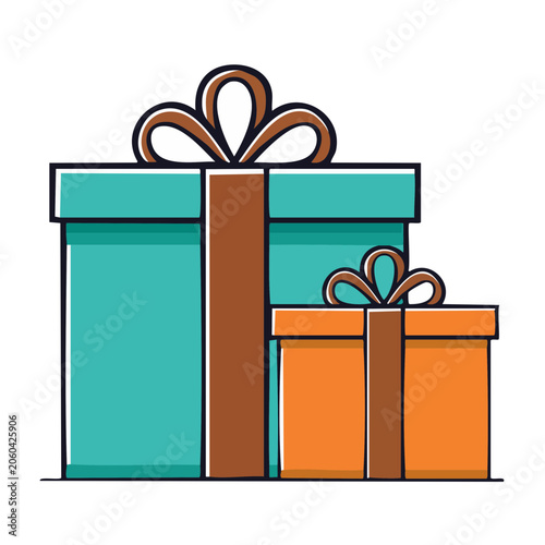 Stacked Gift Boxes with Ribbons in Flat Design